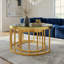 Ensemble de 2 tables basses gigognes rondes, table basse ronde moderne avec structure en métal doré, tables d'appoint gigognes pour salon ou appartement-1639108257
