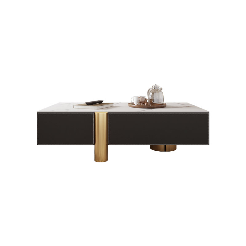 Table basse légère de style luxueux, H 13,78 po x L 51,18 po x l 27,56 po, Noir, noir, noir, noir