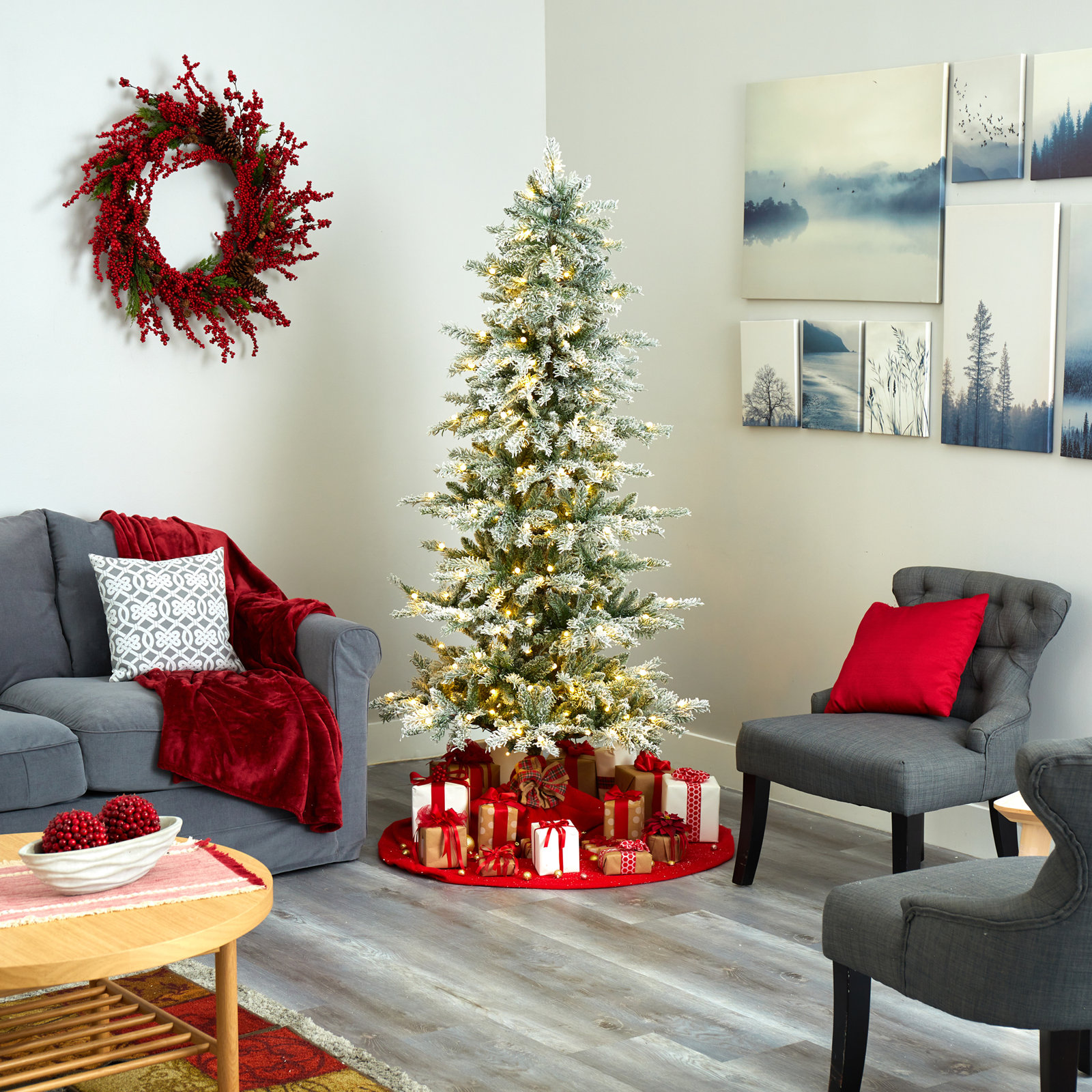 Lighted Artificial Christmas Tree, 6.5' H