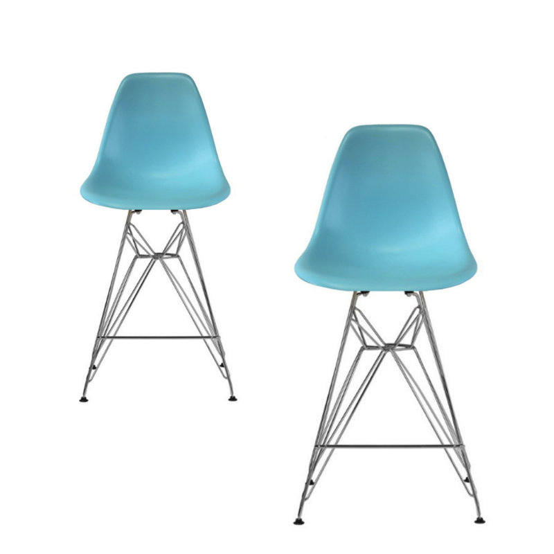 Tabouret de bar 29,5 po Chilmark, Bleu, Chrome