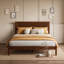 Grand lit plateforme en bois avec tête de lit-252559502