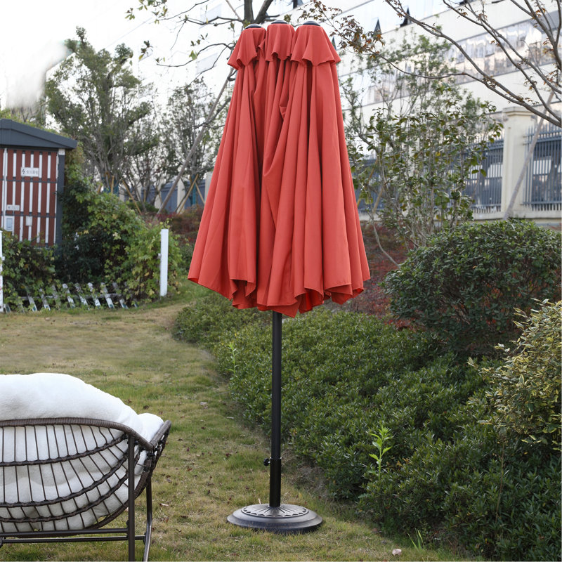 Grand parasol d'extérieur double face 14,8 pi avec manivelle (sans base), Orange