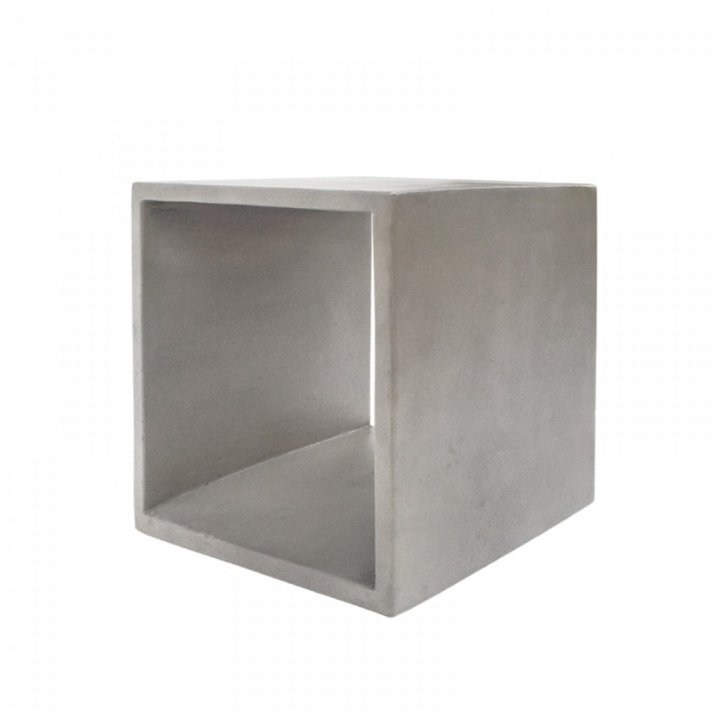 Table de bout carrée 16 po en béton gris avec tablette