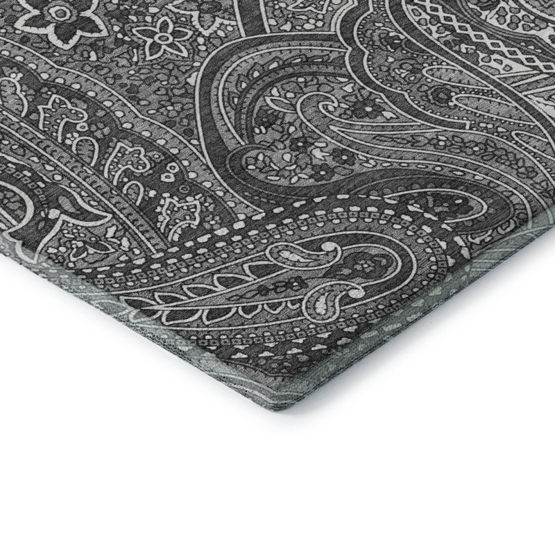 Tapis gris Cerrito lavable à la machine de qualité supérieure, Rectangle 9 pi x 12 pi