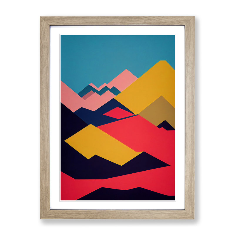 An Abstract Mountain Landscape No.1 - Wall Art, 64cm H x 46cm W, Oak Frame