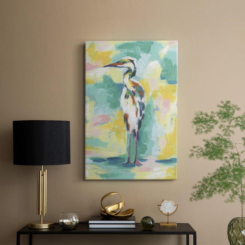 Bright Heron Fresco IV - Cavas enveloppés de galerie, H 27 po x l 18 po