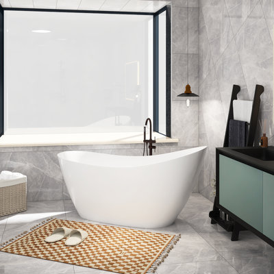 65'' x 29.5'' Freestanding Soaking Acrylic Bathtub