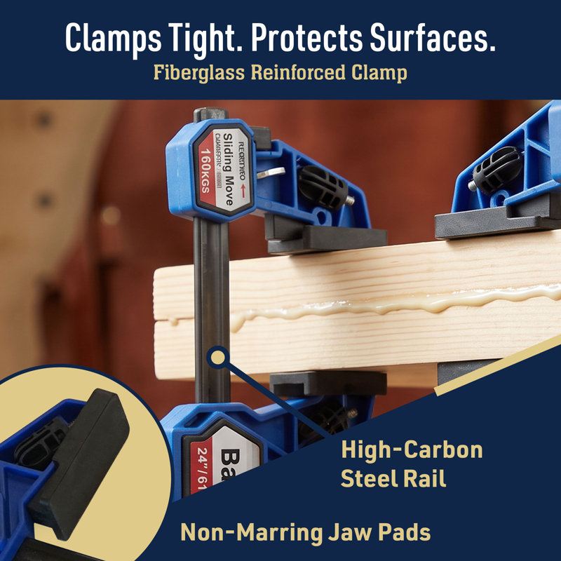 24” 4-in-1 Bar Clamps for Woodworking, 2-Pack - Multifunctional High-Capacity Spreader, Horizontal T-Track, Twin Sliding, and Wood Clamps for Woodworking Tools, 350lb Force