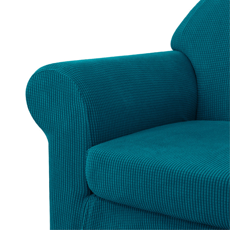 Box Cushion Sofa Slipcover, Turquoise