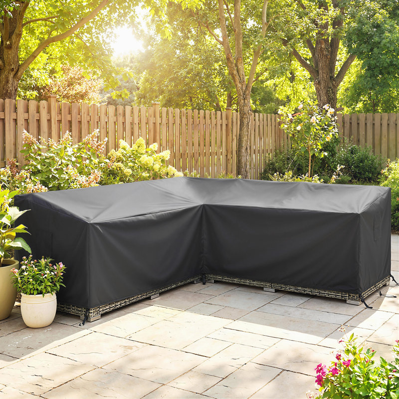 Housse pour canapé modulaire en V imperméable anti-UV, 85 po x 85 po, noire