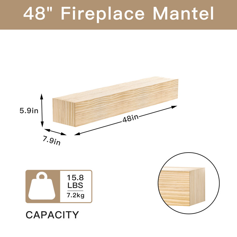 Cvetelin Hand Carved Wood Mantel, 48"