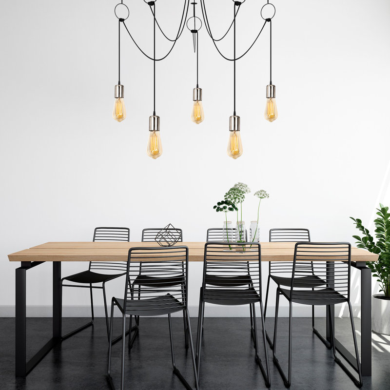 Luminaire suspendu à 5 lumières Aidrianna, Noir