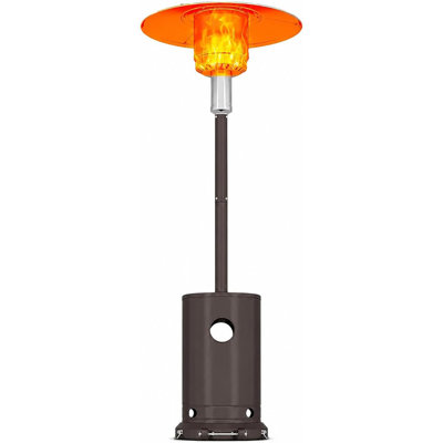 Chauffe-terrasse au propane de 48 000 BTU avec roues, brûleur à double couche en acier inoxydable 304 et table ronde, chauffage d'extérieur avec triple protection de sécurité pour la cour, le jardin et le patio