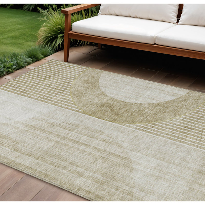 Tapis intérieur / extérieur lavable beige / brun clair 10 'x 14' taupe