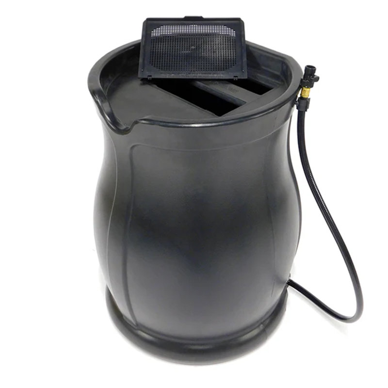 FCMP Outdoor Water Irrigation 45 Gallons Catalina Rain Barrel, Granite, Black, 1