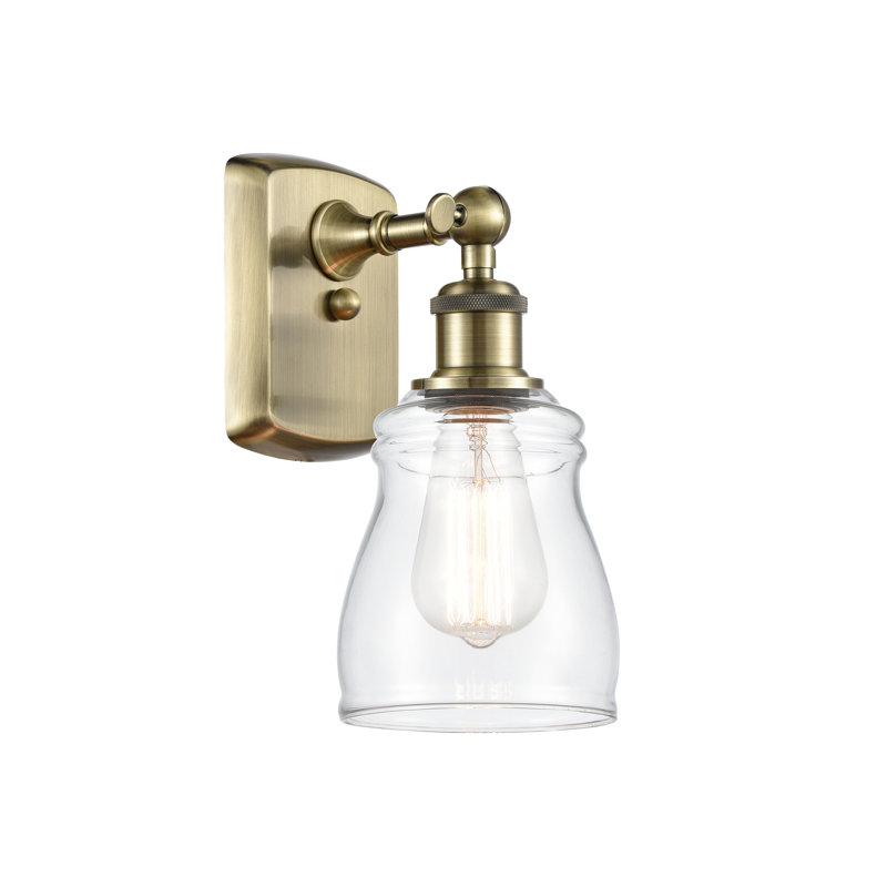 Mccarver Armed Sconce, Clear, Incandescent, Antique Brass