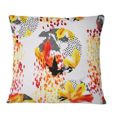 Yellow And Red Autumn Colours - Patterned Printed Throw Pillow