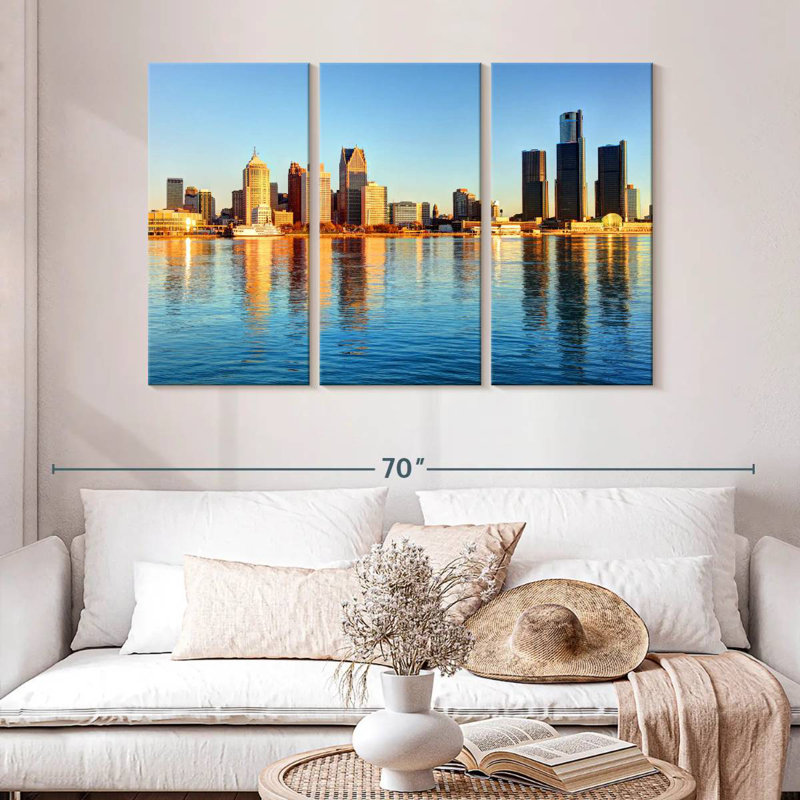 Nicci Detroit Waterfront Skyline, H 32 po x l 50 po