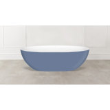 Barcelona Painted 70-1/4" x 33-5/8" Freestanding Soaking Bathtub In Volcanic Limestone With Overflow Hole