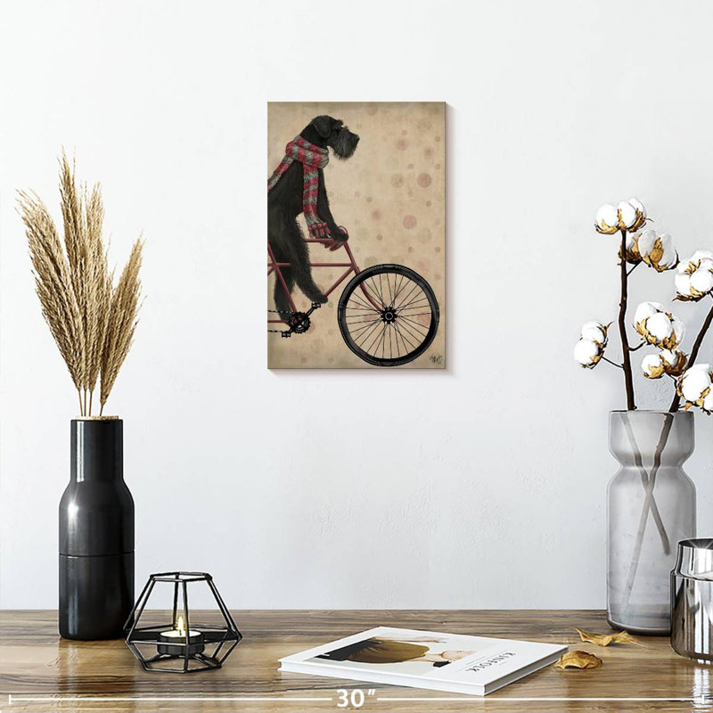 Brampt Schnauzer On Bicycle Black, 12" H x 8" W