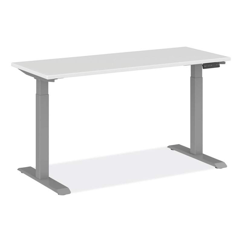 White Adjustable Metal Electric Standing Desk with Memory Controls