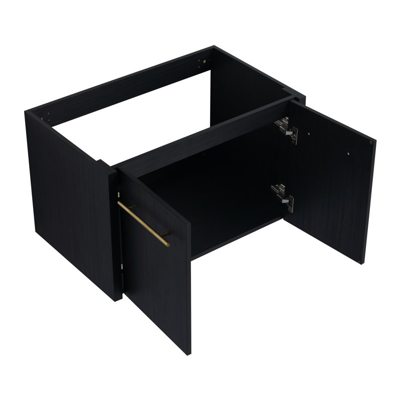 Bathroom Vanity 30 Inch Wall Mounted - Black Chestnut, Trendsetting With Door And Abundant Storage Options 30" Cabinet Contemporary Plentiful Facility