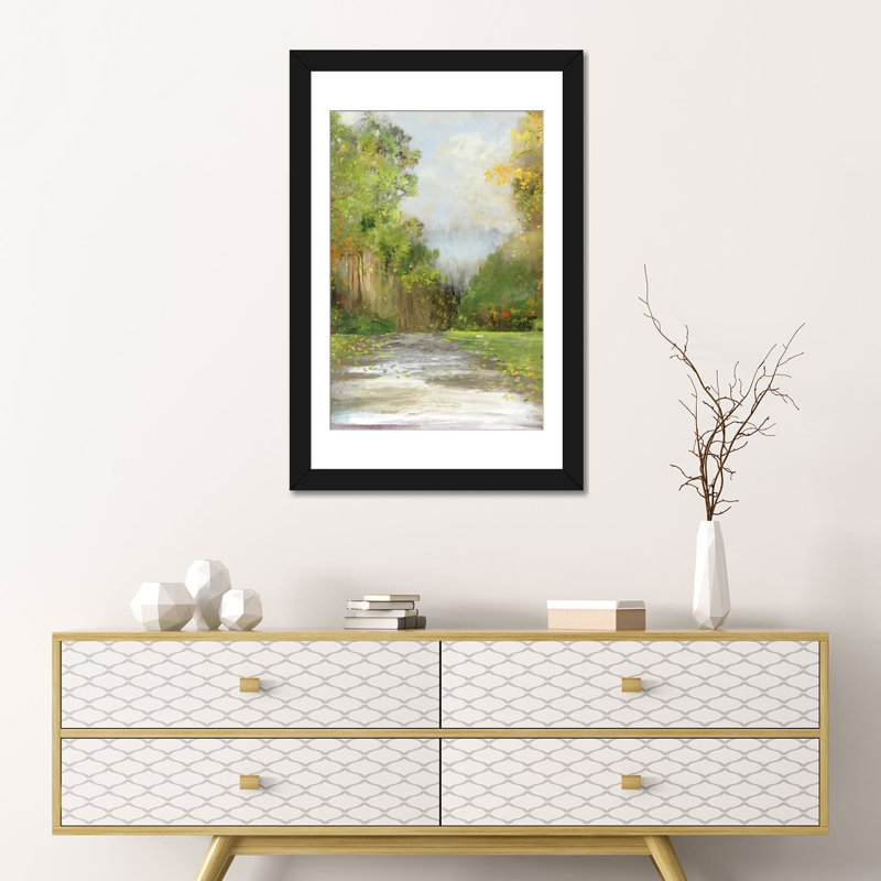 «Path», reproduction sur toile, H 26 po x l 18 po x P 1,5 po, Toile encadrée noire, Blanc