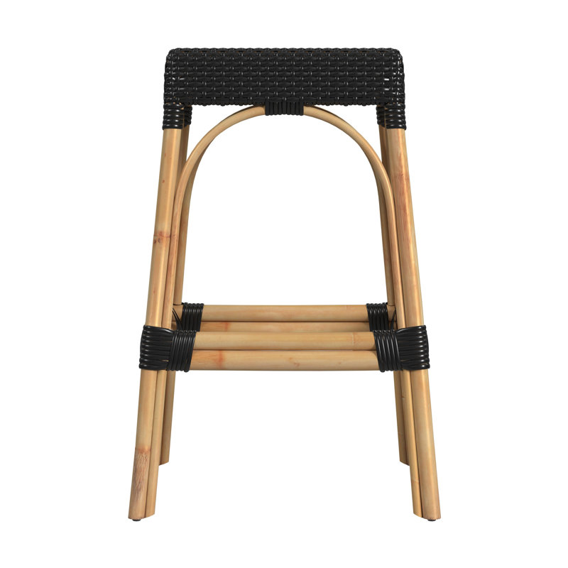 Tabouret de comptoir / de bar Lennart, Tabouret de bar (siège d'une hauteur de 30 po), Cadre en rotin noir / naturel