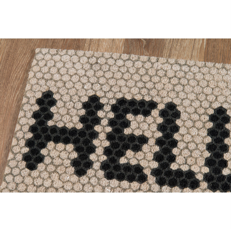 Handwoven Ivory Rectangular Coir Doormat with PVC Backing