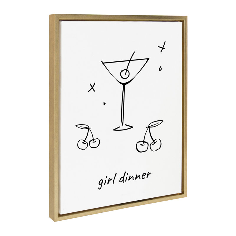 «Girl Dinner» par Honey Island Studio, reproduction d'art sur toile encadrée, Or vif