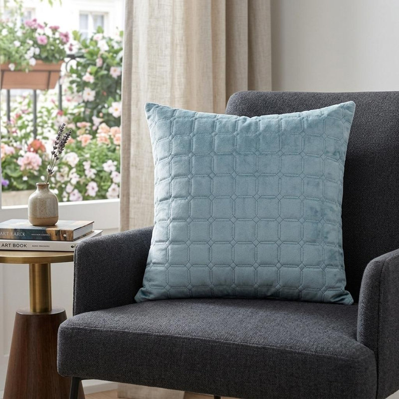 Coussin gris matelassé Parkland Collection Marrisa, Gris