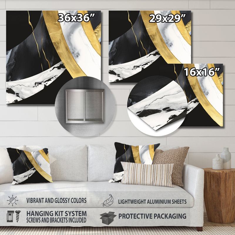 Glam Abstract Wall Decor on Metal, 16" H x 16" W x 1" D