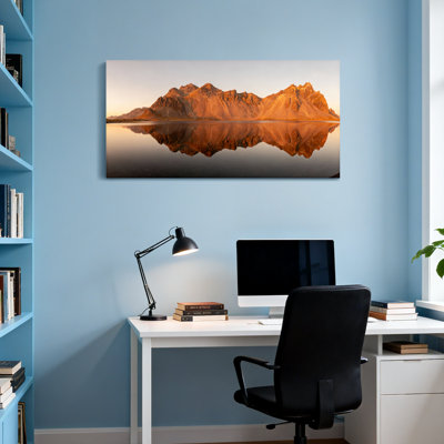 Landscape & Nature Mountain Reflection Sunset Landscape Art Print