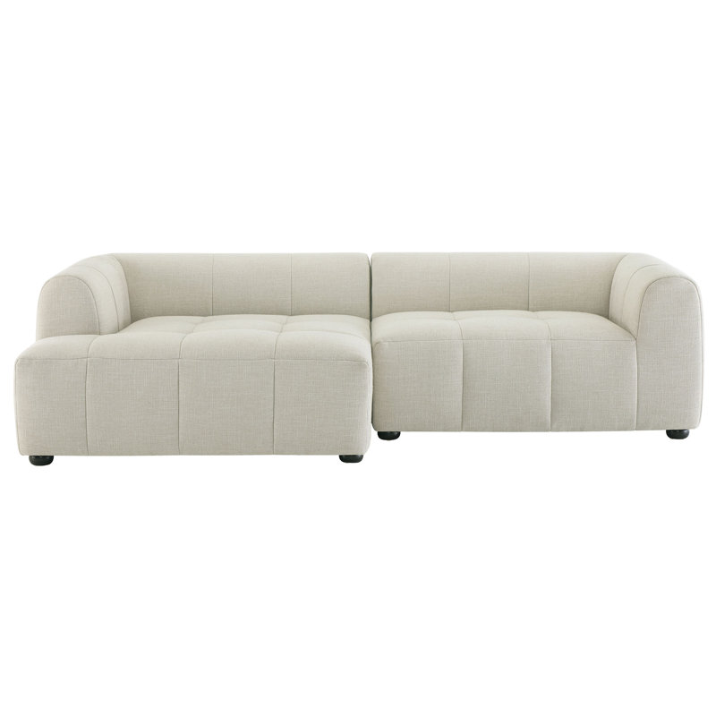 Canapé modulaire en tissu avec méridienne Liana, Tissu beige, Faisant face à la gauche
