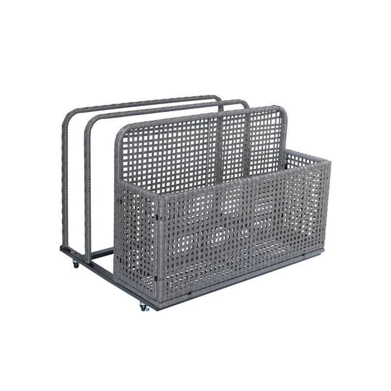 Outdoor Patio Poolside Float Storage,Box, PE Rattan Outdoor Pool Caddy with Rolling Wheels for Floaties, Patio, Pool, Beach