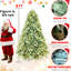 Arbre de Noël 8 pi avec 900 lumières DEL blanc chaud, 3308 pointes, système à charnières à installation simple, support en métal pour les fêtes de fin d'année, teinte de 96 po avec des branches rapides et faciles, temps des fêtes fiable-834433583