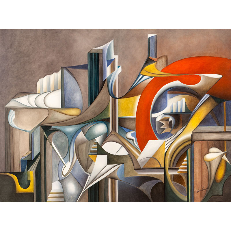 Futurist Sunset by Laura Ceccarelli - Wrapped Canvas Painting, 60cm H x 80cm W x 4cm D