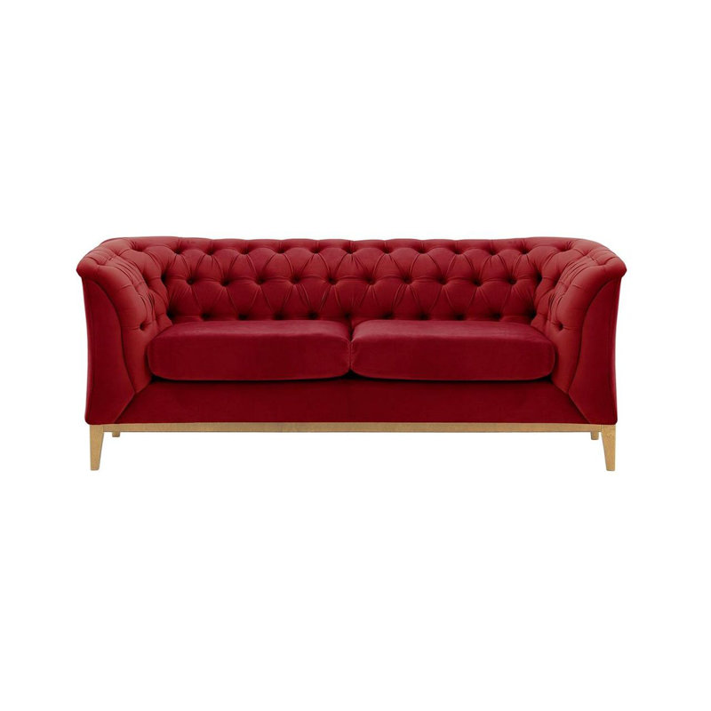 Chesterfield Modern 2 Seater Sofa Wood, Red