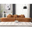 Canapé courbé, canapé en tissu terrycloth, canapé minimaliste, aucun assemblage requis, trois coussins-576475289