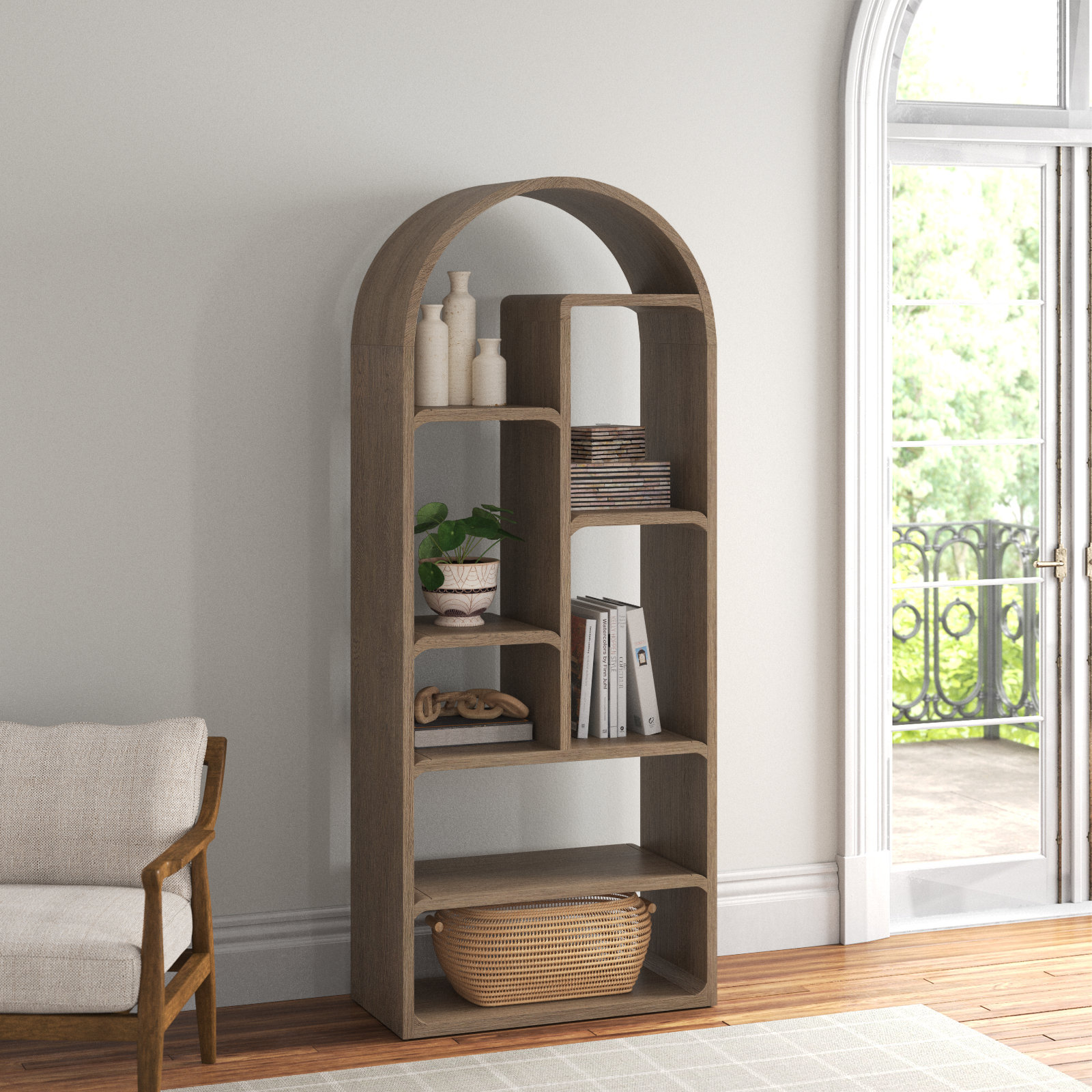 Zuma Standard Geometric Bookcase, Rustic Gray