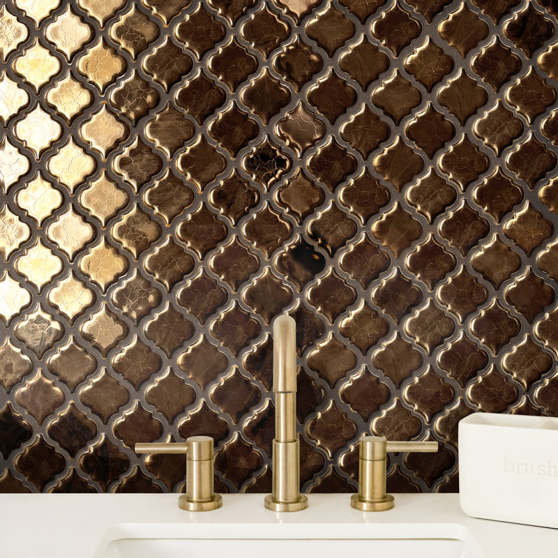 Hudson Tangier Gold 12-3/8" x 12-3/8" Porcelain Mosaic Floor and Wall Tile