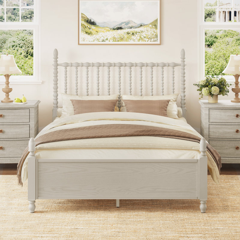 Structure de lit Elio, Blanc antique, Grand