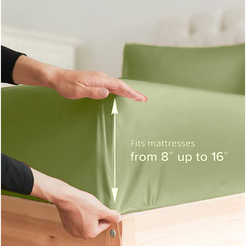  Ensemble de draps en rayonne de bambou 4 pièces Premium Luxury, Ensemble de draps pour taille de lit simple TG ave, Limette