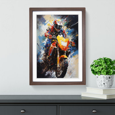 XYZ-FRM-V1223-4568 Motorbike Abstract 1 Piece Single Picture Frame Wall Art