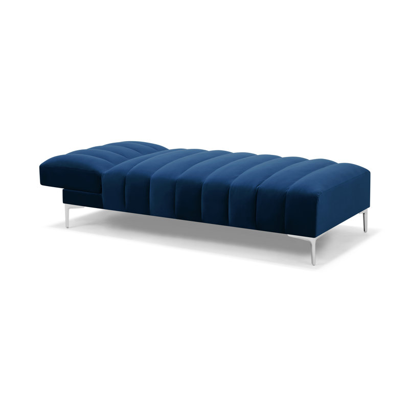 Camille Chaise Longue Daybed in Velvety Fabric, Blue