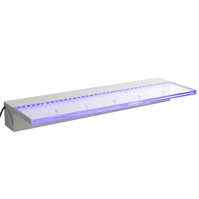 Fountain Spillway 35x3.2x8.1 Inch, Pool Waterfall Fountain 17 Colours Led, Pool Water Fall Kit with Remote, Pool Spillway Solid Acrylic Pool Waterfall for Garden Pond, Swimming Pool, Square