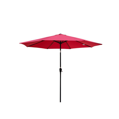 10Ft Patio Umbrella Without Flap - Red, 8 Ribs, Tilt & Crank 38Mm Pole 120In X 96In Protection Garden