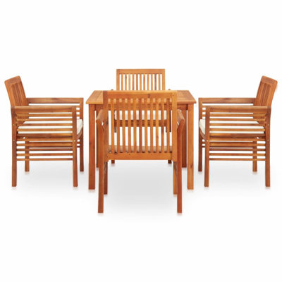 Outdoor 5 Piece Teak Dining Set with Cushions -  Red Barrel StudioÂ®, 5FF4C293C013461984C1277E7352D1CD