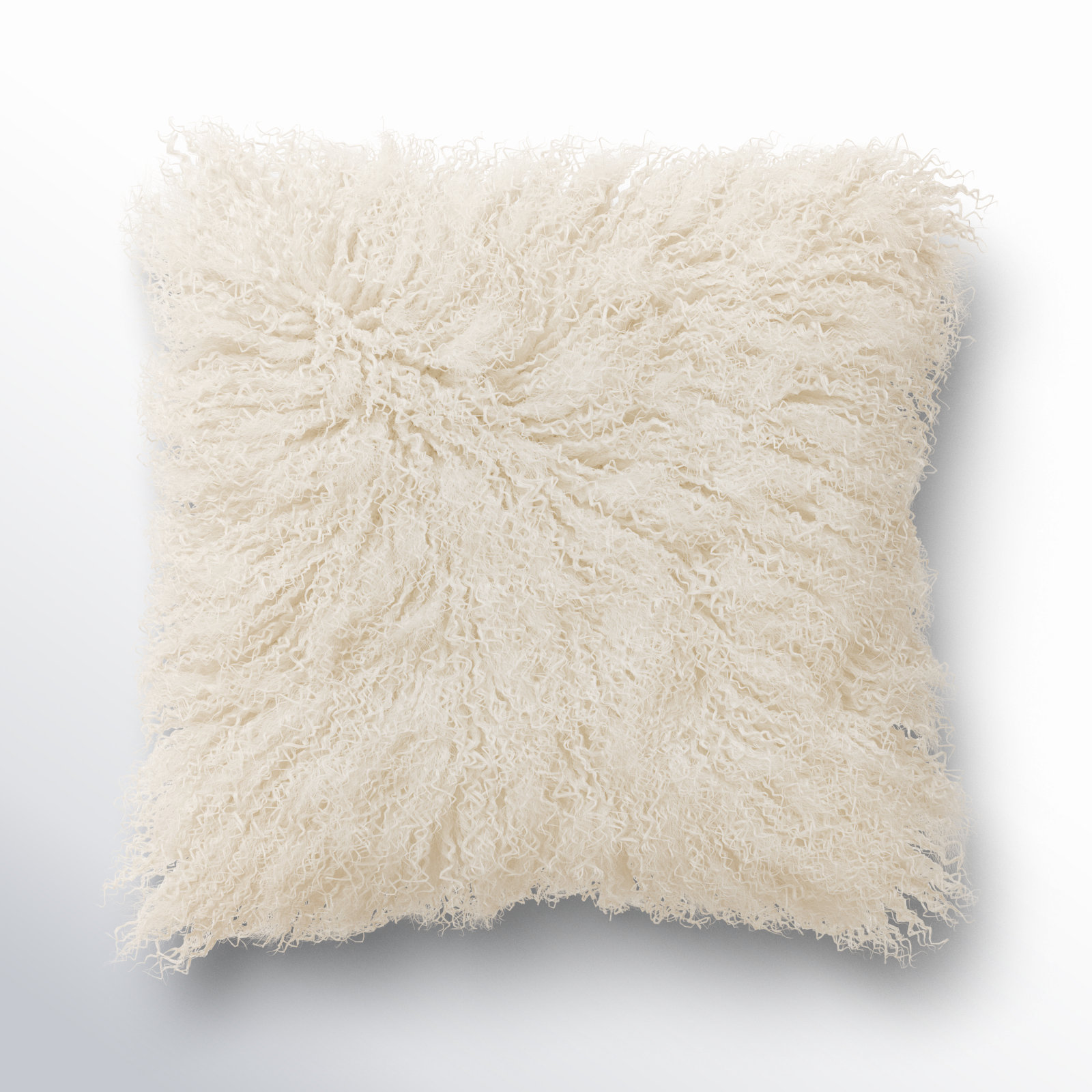 Iyana Wool Throw Pillow, Ivory, Square 16"