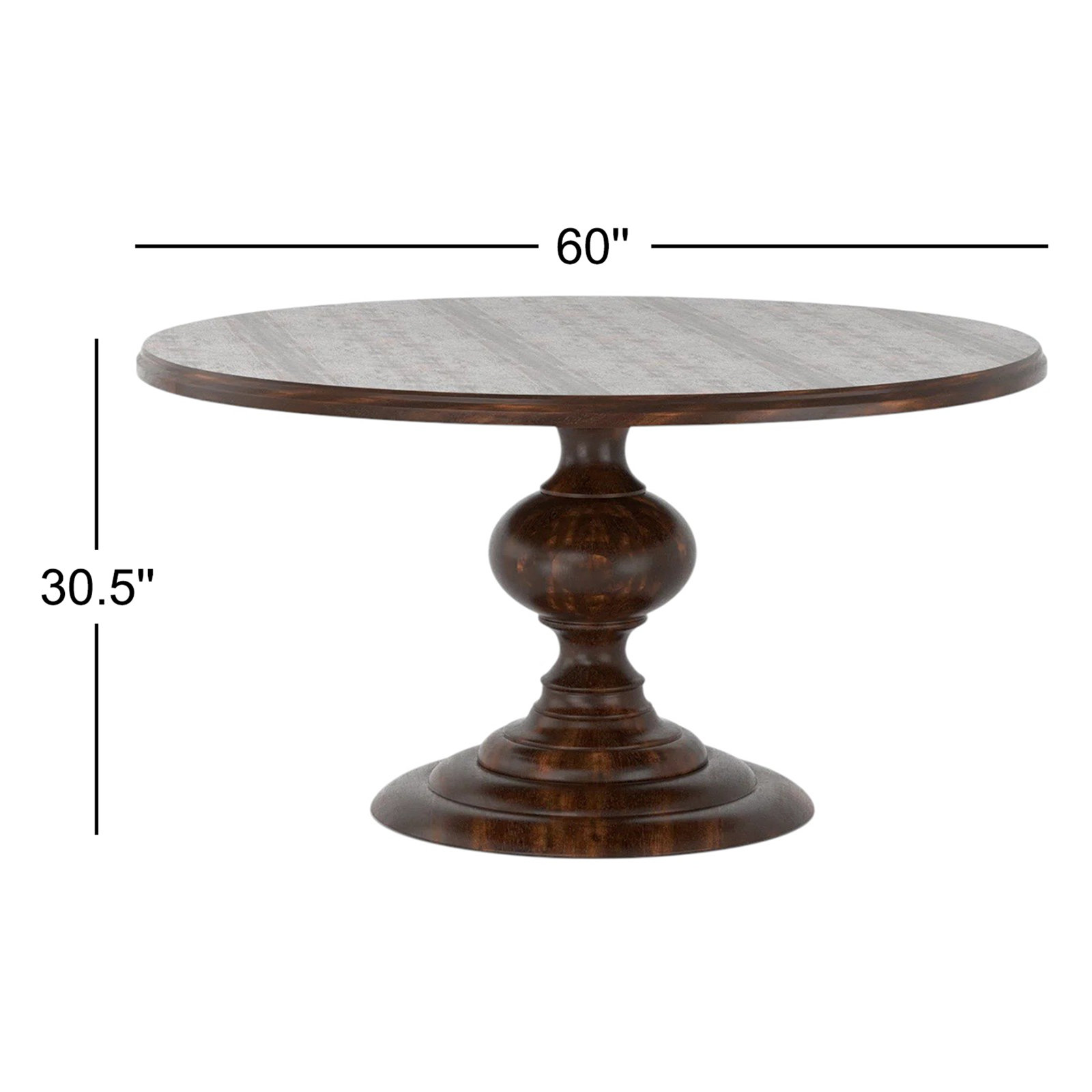 Tanisha 60" Mango Dining Table, Dark Oak, 60" W x 60" L